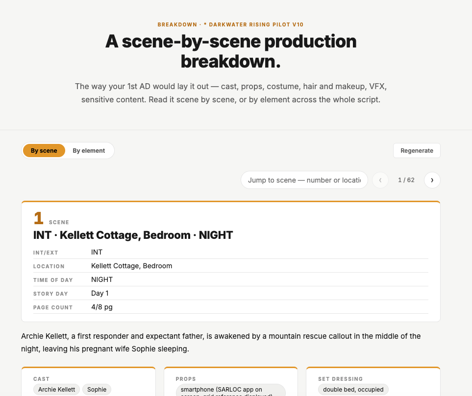 Studio — scene breakdown