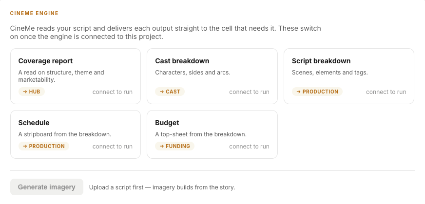 Organiser console — every project on CineMe Create